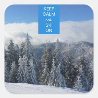 Keep Calm and Ski On Square Sticker