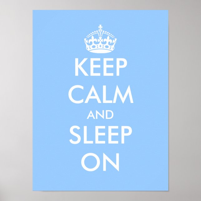 Keep calm and sleep on | Baby blue nursery poster (Front)