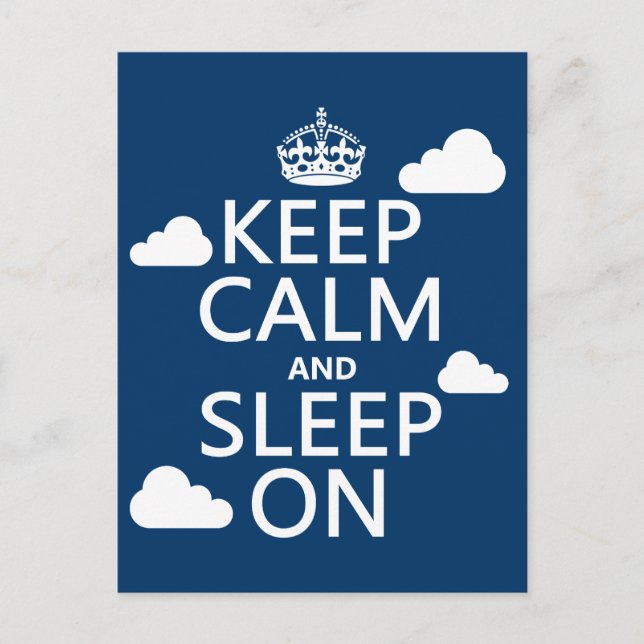 Keep Calm and Sleep On (customise colour) Postcard (Front)