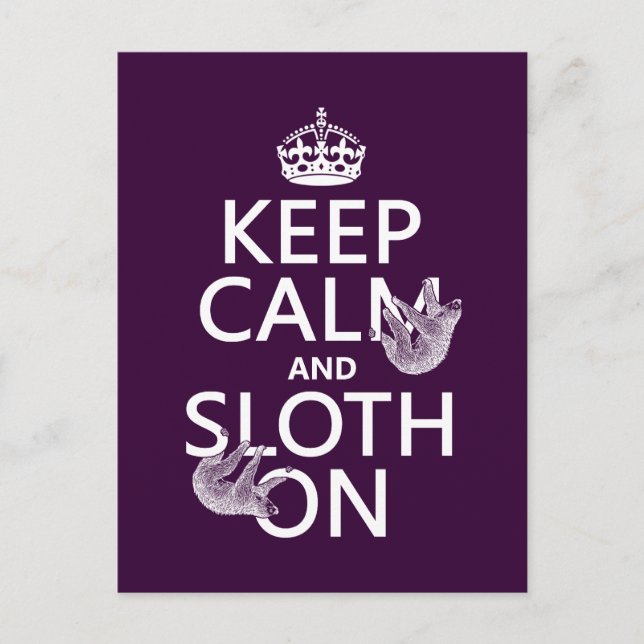 Keep Calm and Sloth On Postcard (Front)