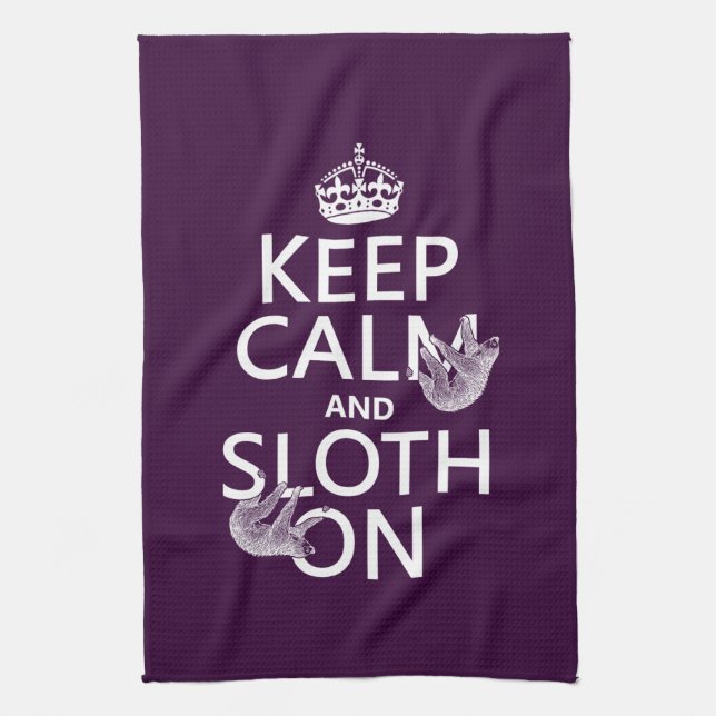 Keep Calm and Sloth On Tea Towel (Vertical)