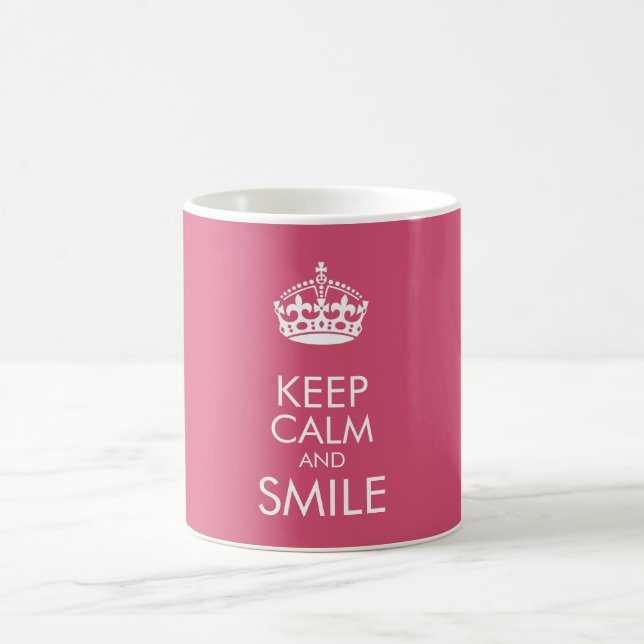 Keep calm and smile - customise text and colour coffee mug (Center)