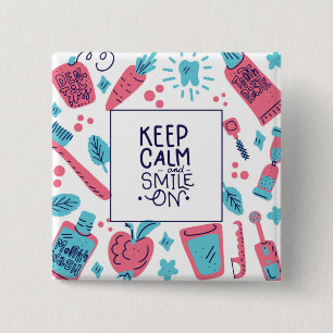 Keep Calm And Smile On Cute Phrase 15 Cm Square Badge