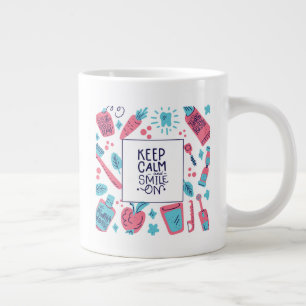 Keep Calm And Smile On Cute Phrase Large Coffee Mug