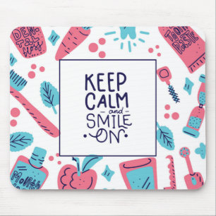 Keep Calm And Smile On   Cute Phrase Mouse Mat