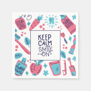 Keep Calm And Smile On   Cute Phrase Napkin