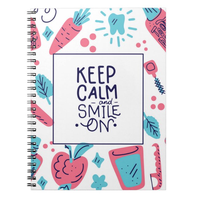 Keep Calm And Smile On | Cute Phrase Notebook (Front)