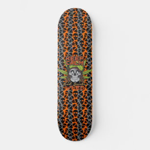 Keep Calm And Smoke Weed Rastafarian Skull  Skateboard