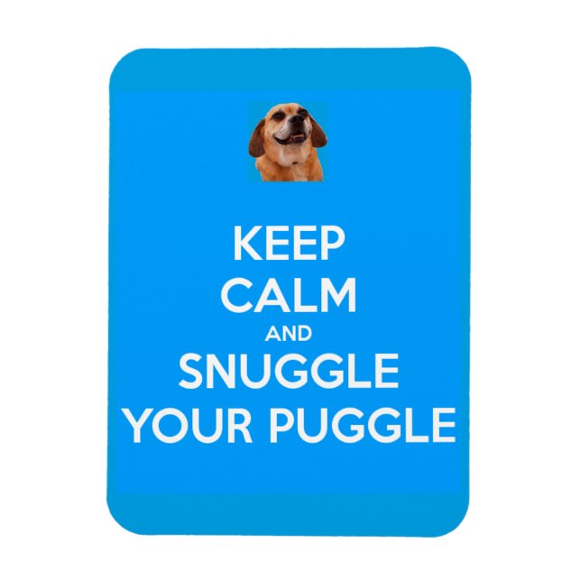 Keep Calm and Snuggle Your Puggle MAGNET - Blue (Vertical)