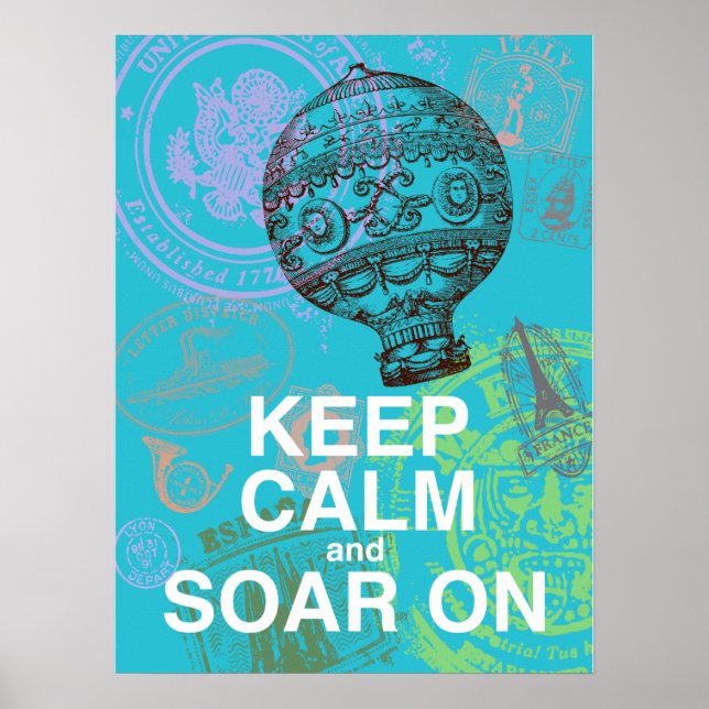 Keep Calm and Soar On fun art poster (Front)