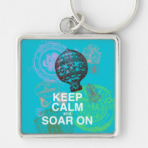 Keep Calm and Soar On fun art print Key Ring