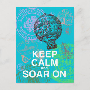 Keep Calm and Soar On fun art print Postcard