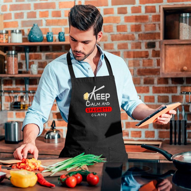  keep calm and spaghetti clamp | funny gift  apron (Creator Uploaded)