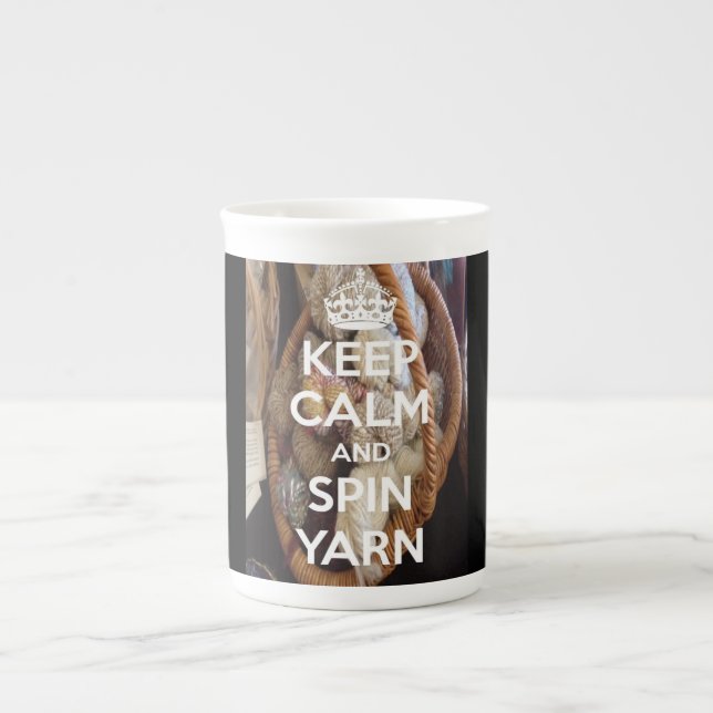 Keep Calm And Spin Yarn Bone China Mug (Front)