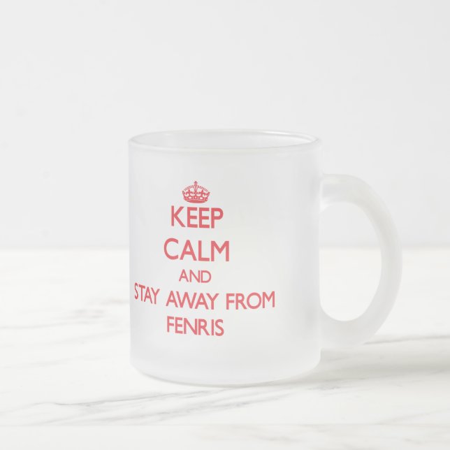 Keep calm and stay away from Fenris Frosted Glass Coffee Mug (Right)