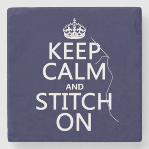 Keep Calm and Stitch On (all colours) Stone Coaster