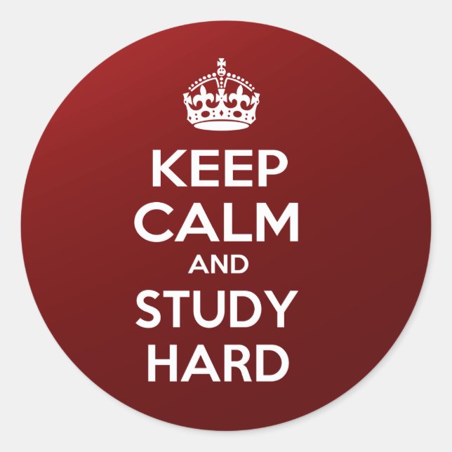 Keep Calm and Study Hard Classic Round Sticker (Front)
