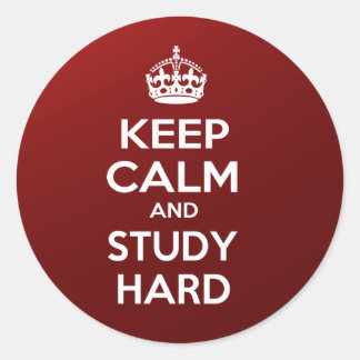 Keep Calm and Study Hard Classic Round Sticker