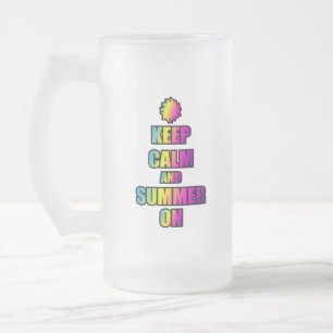 Keep Calm And Summer On Frosted Glass Beer Mug