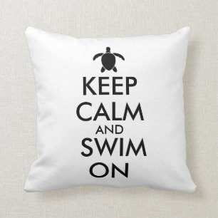 Keep Calm and Swim On Honu Sea Turtle Custom Cushion