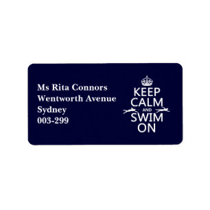 Keep Calm and Swim On (in any colour) Label