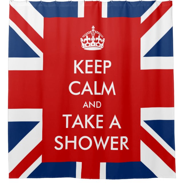 Keep Calm and Take A Shower and UK Flag Union Jack Shower Curtain (Front)