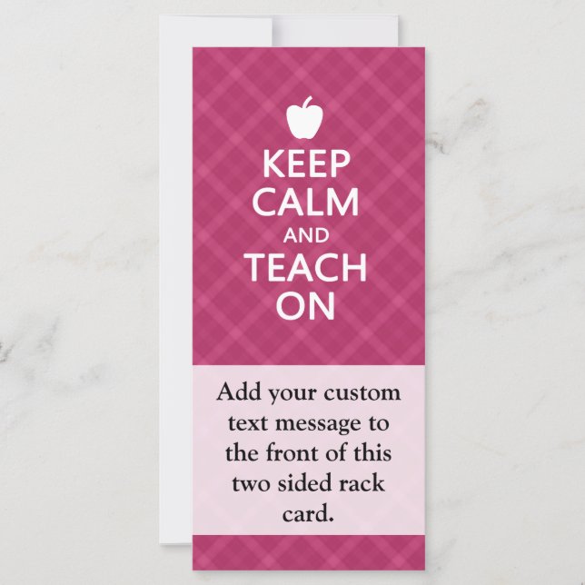 Keep Calm and Teach On, Pink Plaid (Front)