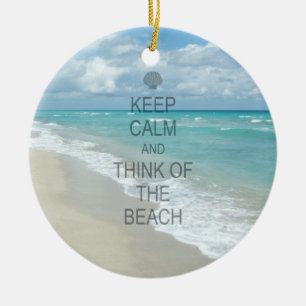 Keep Calm and Think of the Beach Ceramic Tree Decoration