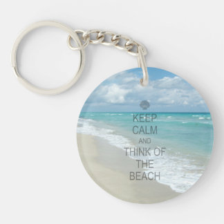 Keep Calm and Think of the Beach Key Ring