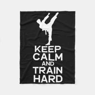 Keep Calm And Train Hard Karate Fleece Blanket