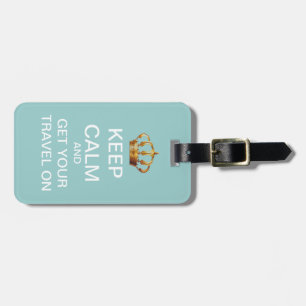 Keep Calm And Travel On Blue Pink Luggage Tag