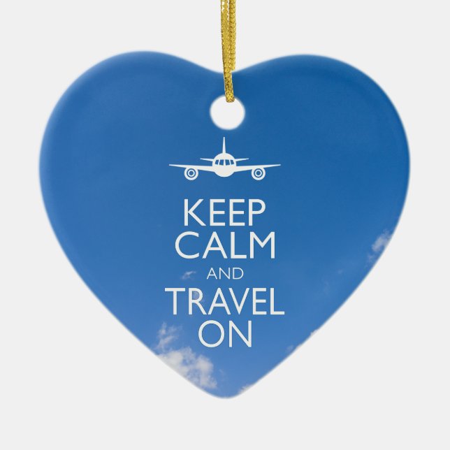 KEEP CALM AND TRAVEL ON CERAMIC TREE DECORATION (Front)