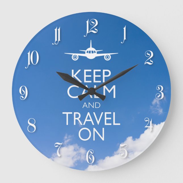 KEEP CALM AND TRAVEL ON LARGE CLOCK (Front)