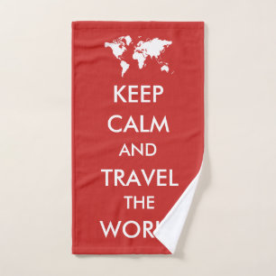 Keep calm and travel the world bath towel set
