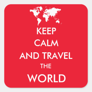 Keep calm and travel the world square sticker