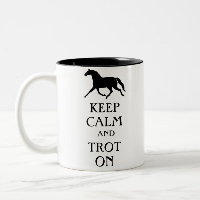 Keep Calm and Trot On Equestrian Two-Tone Coffee Mug (Left)