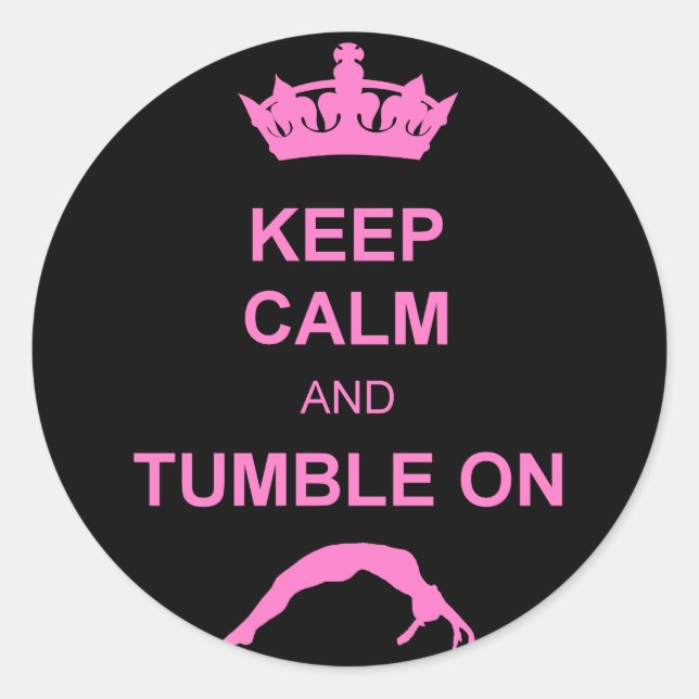 Keep calm and tumble gymnast classic round sticker (Front)