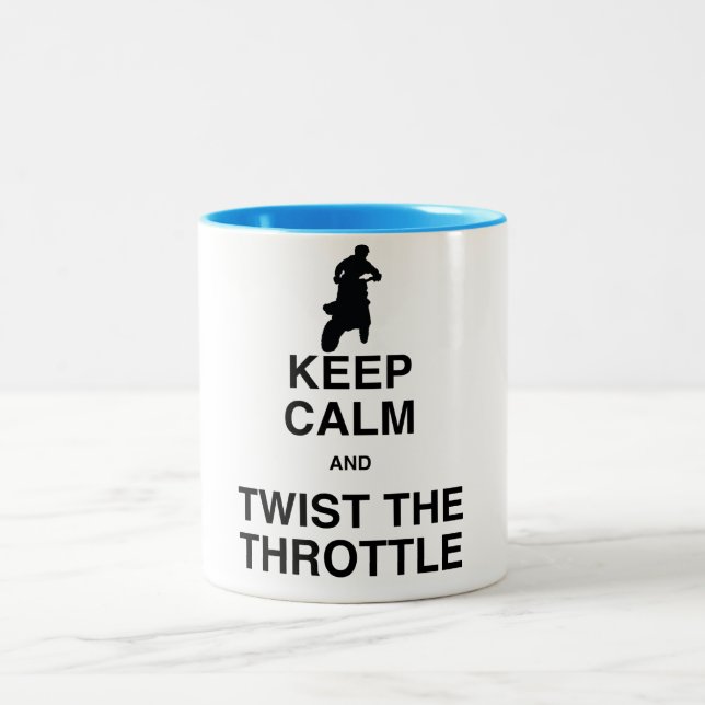 Keep Calm and Twist the Throttle - Dirt Bike Two-Tone Coffee Mug (Center)