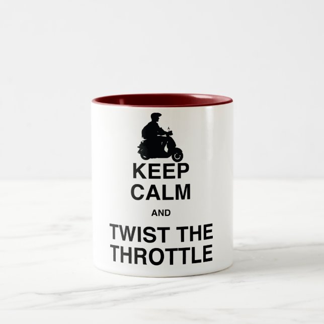 Keep Calm and Twist the Throttle - /Vespa Two-Tone Coffee Mug (Center)
