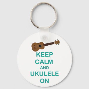 Keep Calm and Ukulele On unique Hawaii fun print Key Ring