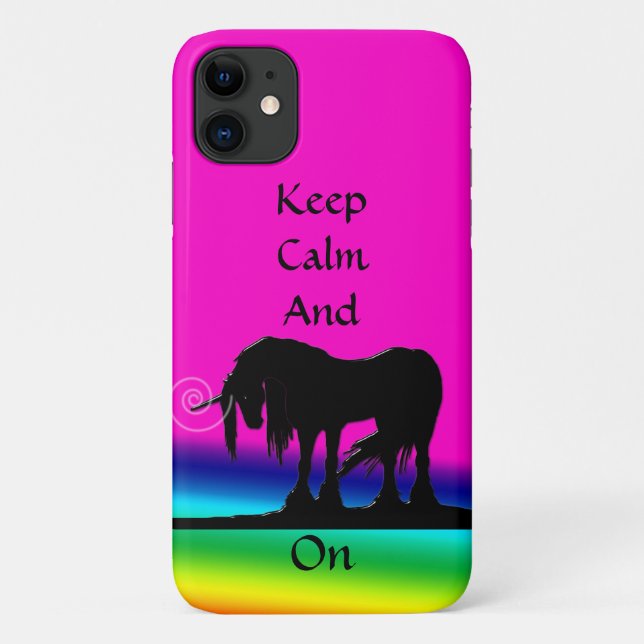 Keep Calm and Unicorn On (rainbow) Case-Mate iPhone Case (Back)