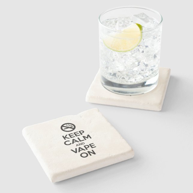 Keep Calm and Vape On ~ Self Motivational Stone Coaster (Side)