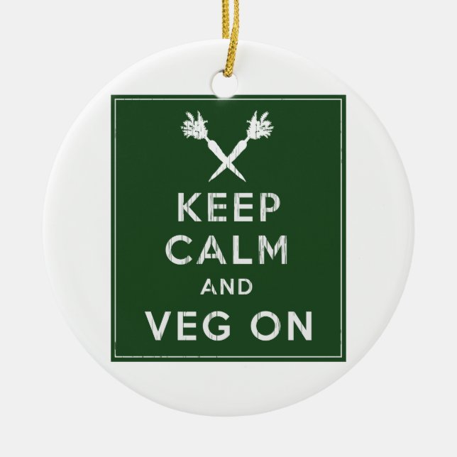 Keep Calm and Veg On Ceramic Tree Decoration (Front)