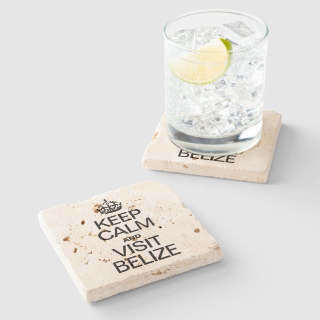 KEEP CALM AND VISIT BELIZE STONE COASTER (Side)