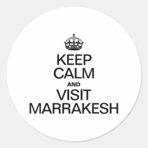 KEEP CALM AND VISIT MARRAKESH CLASSIC ROUND STICKER