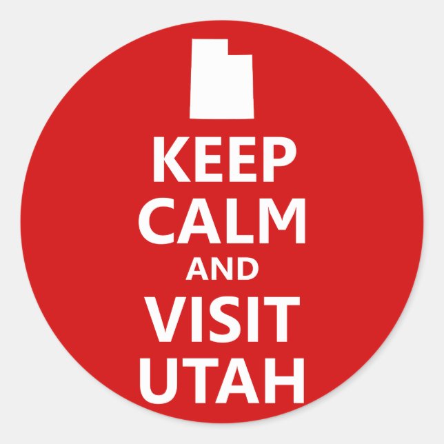 Keep Calm and Visit Utah Classic Round Sticker (Front)