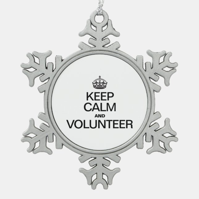 KEEP CALM AND VOLUNTEER SNOWFLAKE PEWTER CHRISTMAS ORNAMENT (Front)