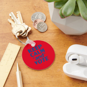 "Keep Calm and Vote" blue red Key Ring