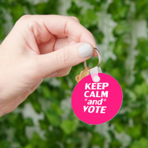 Keep Calm and Vote hot pink magenta fuchsia Key Ring