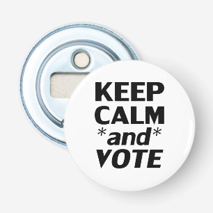 Keep calm and vote modern typography black white bottle opener